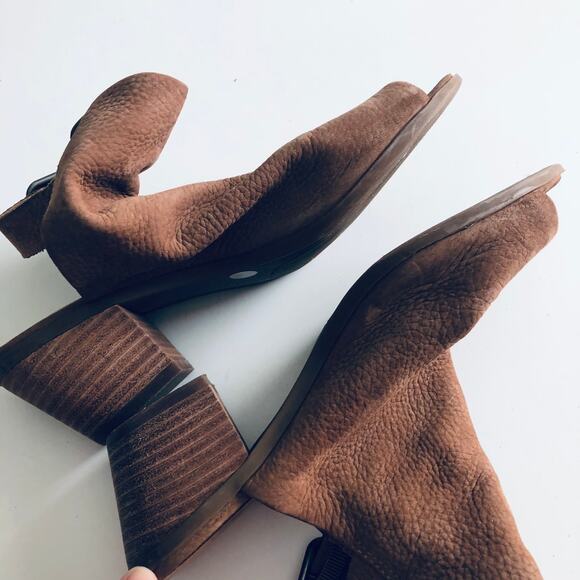 Lucky Brand 'Bray' Women's 6 Open Toe Bootie Tan Leather Boho - Picture 7 of 9